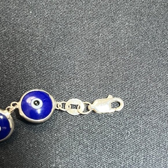 Evil Eye Beaded Bracelet marked 925 - Picture 3 of 5
